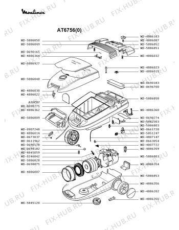Взрыв-схема пылесоса Moulinex AT6756(0) - Схема узла HP002334.5P2
