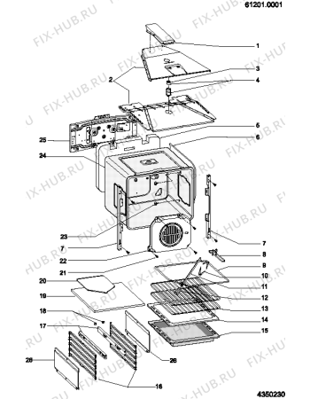 Взрыв-схема плиты (духовки) Hotpoint-Ariston F4810121IXHA (F048552) - Схема узла