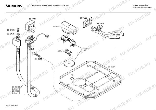 Схема №1 WM43311 SIWAMAT PLUS 4331 с изображением Панель управления для стиралки Siemens 00281834