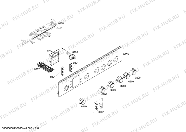 Взрыв-схема плиты (духовки) Bosch HSV74W220T - Схема узла 02