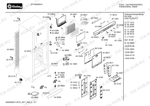 Схема №2 3FF4830B с изображением Дверь для холодильной камеры Bosch 00241840