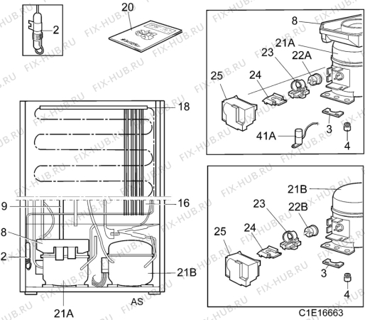 Взрыв-схема холодильника Aeg 3636-4KG - Схема узла C10 Cold, users manual