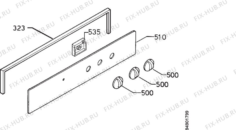 Взрыв-схема плиты (духовки) Electrolux EHY900 - Схема узла Command panel 037