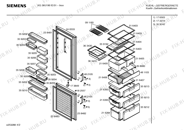 Взрыв-схема холодильника Siemens KG36U190IE - Схема узла 02