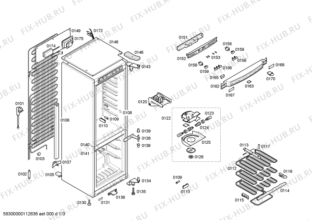Схема №1 KGU40M70K с изображением Шарнир крышки для холодильника Siemens 00494493