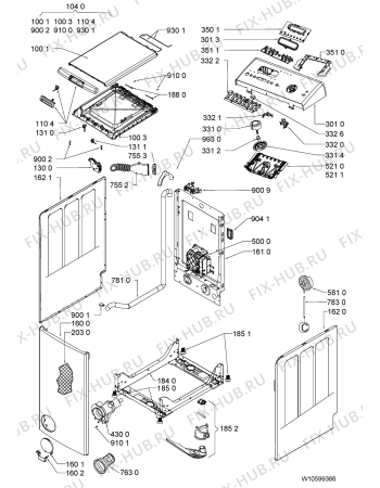 Схема №1 WAT 820 с изображением Обшивка для стиралки Whirlpool 481010556879