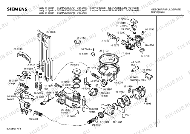 Схема №2 SE24A237EE EXPRESS с изображением Инструкция по эксплуатации для электропосудомоечной машины Siemens 00585884