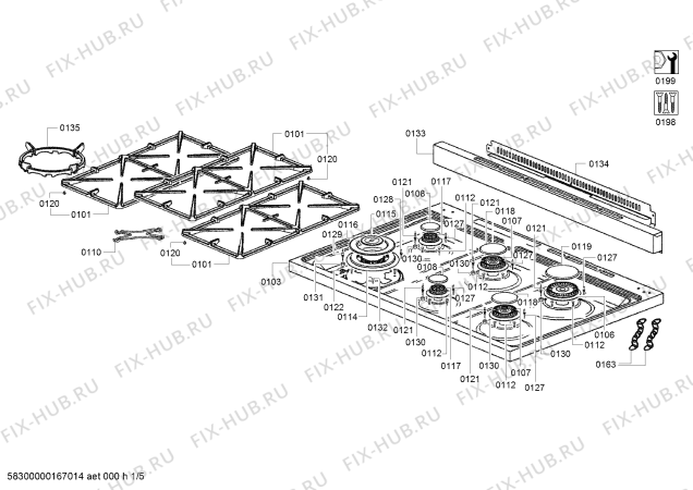Схема №1 HSB738156A с изображением Трубка горелки для электропечи Bosch 00750324