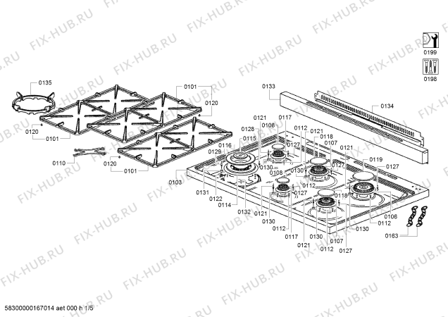 Схема №1 HSB738156A с изображением Варочная панель для духового шкафа Bosch 00712032