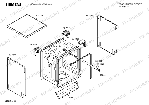Взрыв-схема посудомоечной машины Siemens SE24203II - Схема узла 03