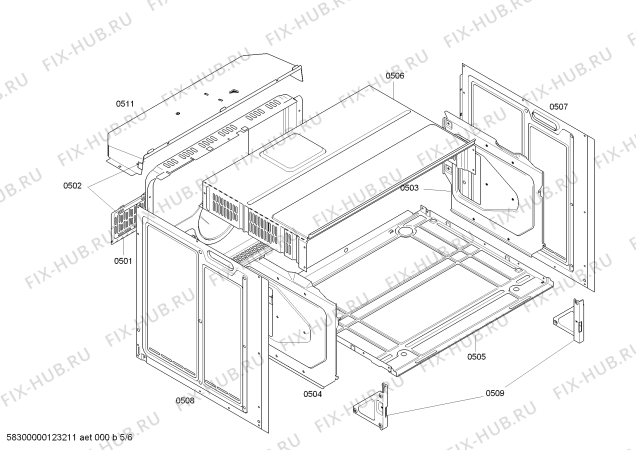 Взрыв-схема плиты (духовки) Bosch HEN760651 - Схема узла 05