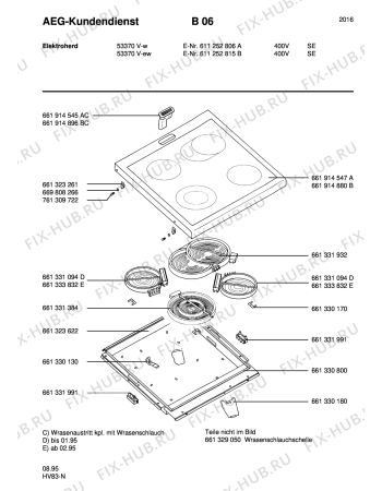 Взрыв-схема плиты (духовки) Aeg 53370V-W S 400V - Схема узла Section1