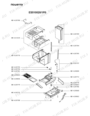 Схема №1 ES510040/1P0 с изображением Труба для электрокофемашины Rowenta MS-620869