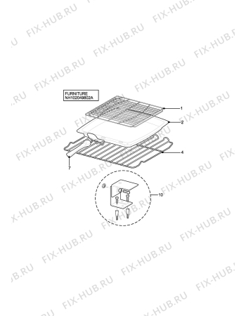 Взрыв-схема плиты (духовки) Zanussi ZCM7901XN - Схема узла H10 Furniture