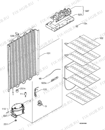 Взрыв-схема холодильника Arthurmartinelux AUC1920 - Схема узла Cooling system 017