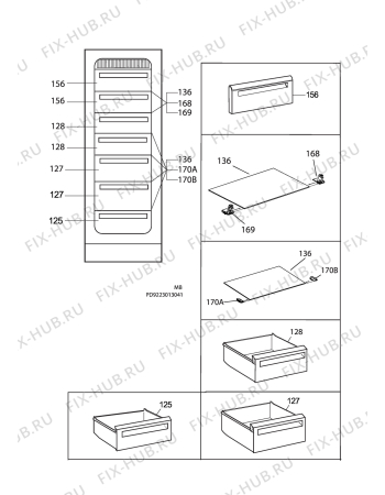 Взрыв-схема холодильника Electrolux EUF8000X - Схема узла C10 Interior