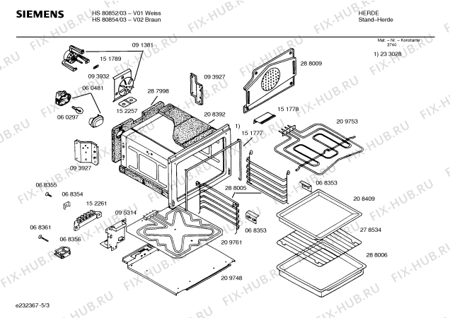 Схема №1 HS9104 с изображением Планка для электропечи Siemens 00296426