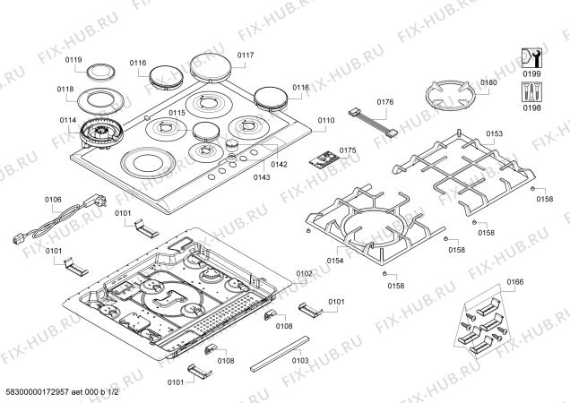 Схема №1 PCS815U90N ENC.PCS815U90N 4G+W(BAND)TIMER BO76F IH5 с изображением Варочная панель для духового шкафа Bosch 00770422