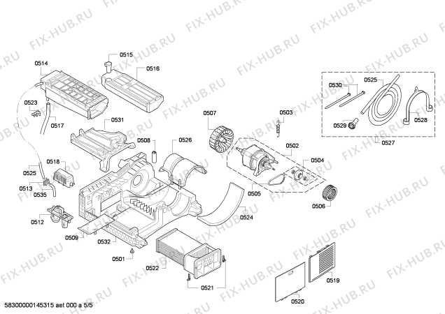 Взрыв-схема сушильной машины Bosch WTE86305PL - Схема узла 05