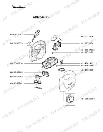 Взрыв-схема блендера (миксера) Moulinex ABM844(P) - Схема узла MP000697.0P2