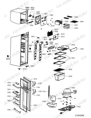 Схема №1 WBM 287/WH с изображением Дверка для холодильной камеры Whirlpool 480132102713