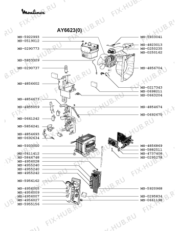 Взрыв-схема микроволновой печи Moulinex AY6623(0) - Схема узла 9P002297.7P3