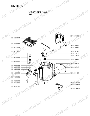 Взрыв-схема диспенсера для напитков Krups VB5020FR/3W0 - Схема узла 3P003240.3P2