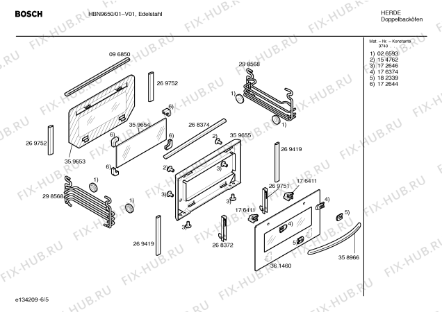 Схема №2 HBN9650 с изображением Инструкция по эксплуатации для плиты (духовки) Bosch 00528920