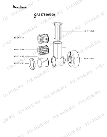 Взрыв-схема кухонного комбайна Moulinex QA317510/900 - Схема узла BP005897.9P4