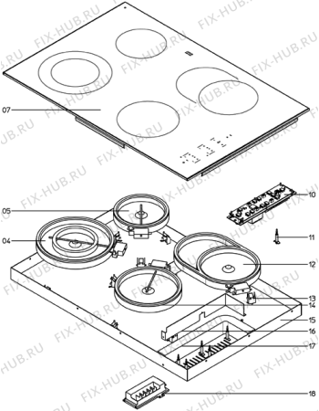 Схема №1 HL7111MUU/A01 (280256) с изображением Керамическая поверхность для плиты (духовки) Gorenje 280190