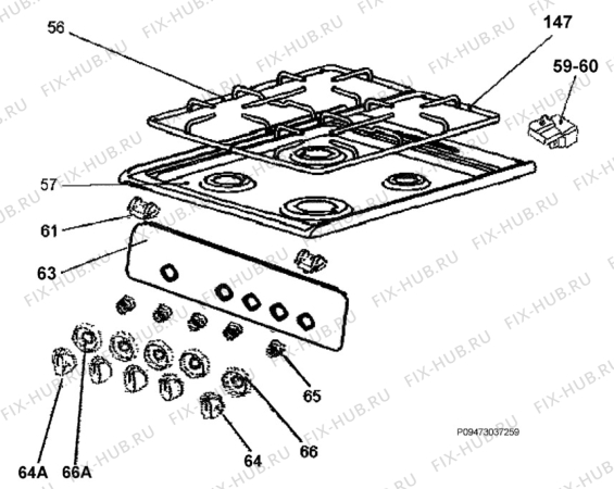 Взрыв-схема плиты (духовки) Zanussi ZCG553GW1 - Схема узла Section 4
