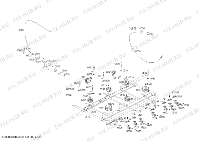 Взрыв-схема плиты (духовки) Coldex FG103I13SC COCINA COLDEX FINEZZA INOX NG L76 BEC 220V - Схема узла 05
