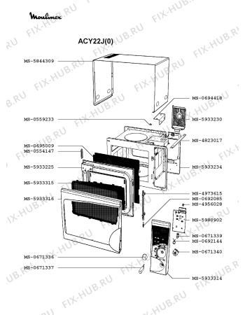 Взрыв-схема микроволновой печи Moulinex ACY22J(0) - Схема узла 2P002037.8P3