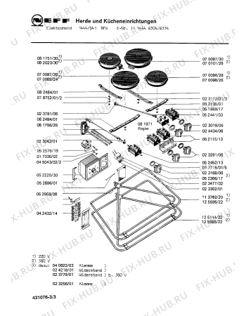 Взрыв-схема плиты (духовки) Neff 1114446334 1444/641NFW - Схема узла 03