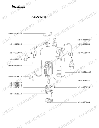 Взрыв-схема блендера (миксера) Moulinex ABD942(1) - Схема узла AP000857.8P2