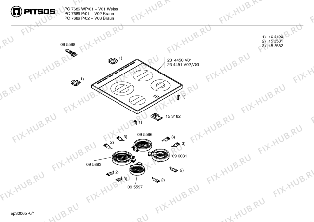 Схема №2 PC7686WP с изображением Стеклокерамика для духового шкафа Bosch 00234450