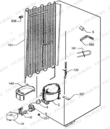 Взрыв-схема холодильника Aeg S2752-4DT - Схема узла Cooling system 017