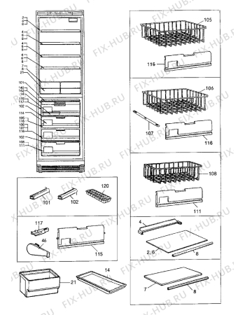 Взрыв-схема холодильника Electrolux ER3912B - Схема узла Internal parts