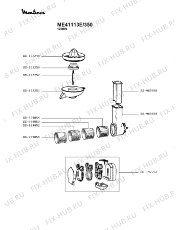 Взрыв-схема мясорубки Moulinex ME41113E/350 - Схема узла PP003422.5P3