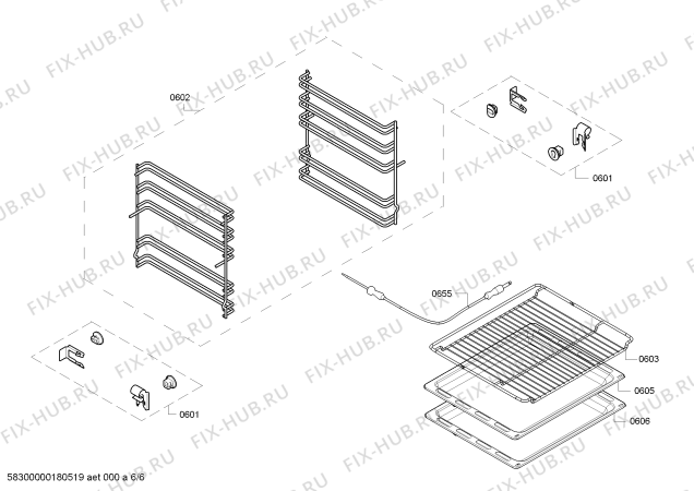 Взрыв-схема плиты (духовки) Bosch HCE764255V Meatprobe model , Inox - Схема узла 06