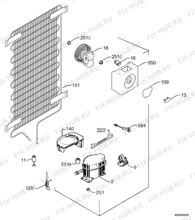 Взрыв-схема холодильника Aeg Electrolux SK91240-6I - Схема узла Cooling system 017