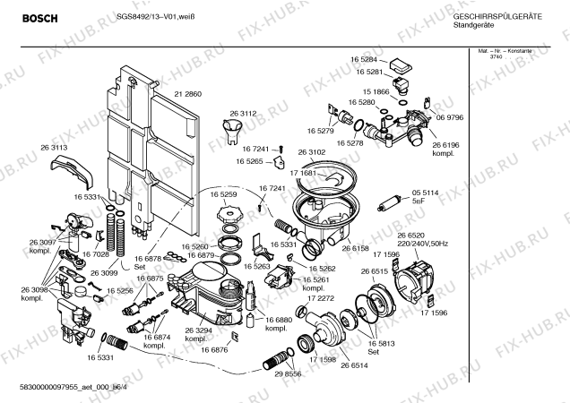 Схема №2 SGS8492 Exklusiv с изображением Инструкция по эксплуатации для электропосудомоечной машины Bosch 00523497