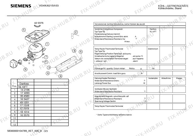 Взрыв-схема холодильника Siemens KS49U621SA - Схема узла 03