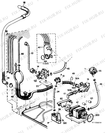 Взрыв-схема посудомоечной машины Elektra DC450-2 - Схема узла W20 Pump, Water softener