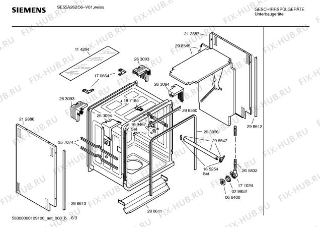 Схема №1 SE35A260 с изображением Передняя панель для посудомойки Siemens 00434595