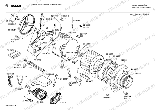 Взрыв-схема стиральной машины Bosch WFM3040IE WFM3040 - Схема узла 03