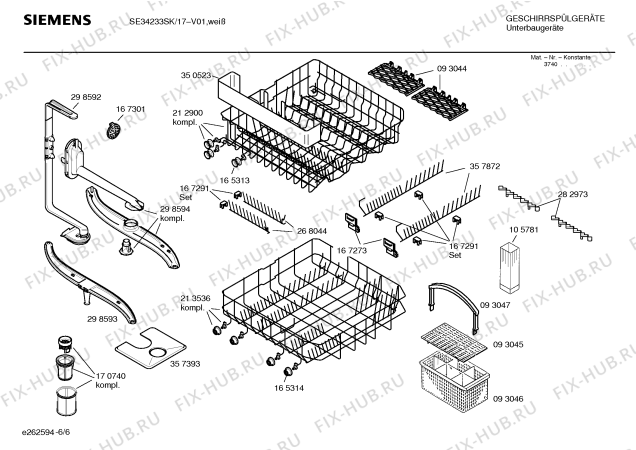 Взрыв-схема посудомоечной машины Siemens SE34233SK - Схема узла 06