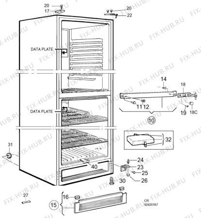 Взрыв-схема холодильника Electrolux ER3205B - Схема узла C10 Cabinet