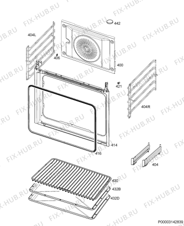 Взрыв-схема плиты (духовки) Electrolux EEC5750AOX - Схема узла Oven