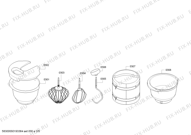 Взрыв-схема кухонного комбайна Bosch MUM58250 - Схема узла 03
